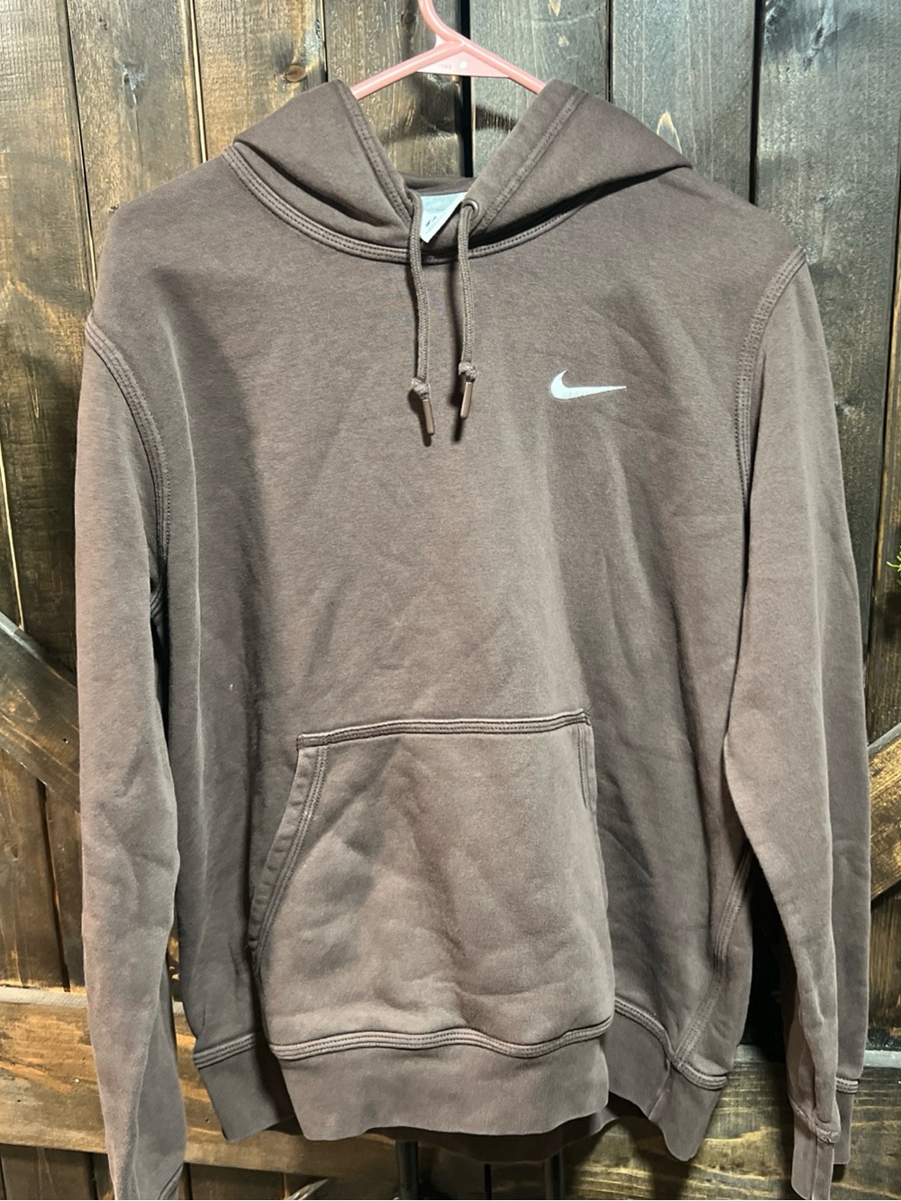 Nike Brown Pullover Hoodie with White Swoosh
